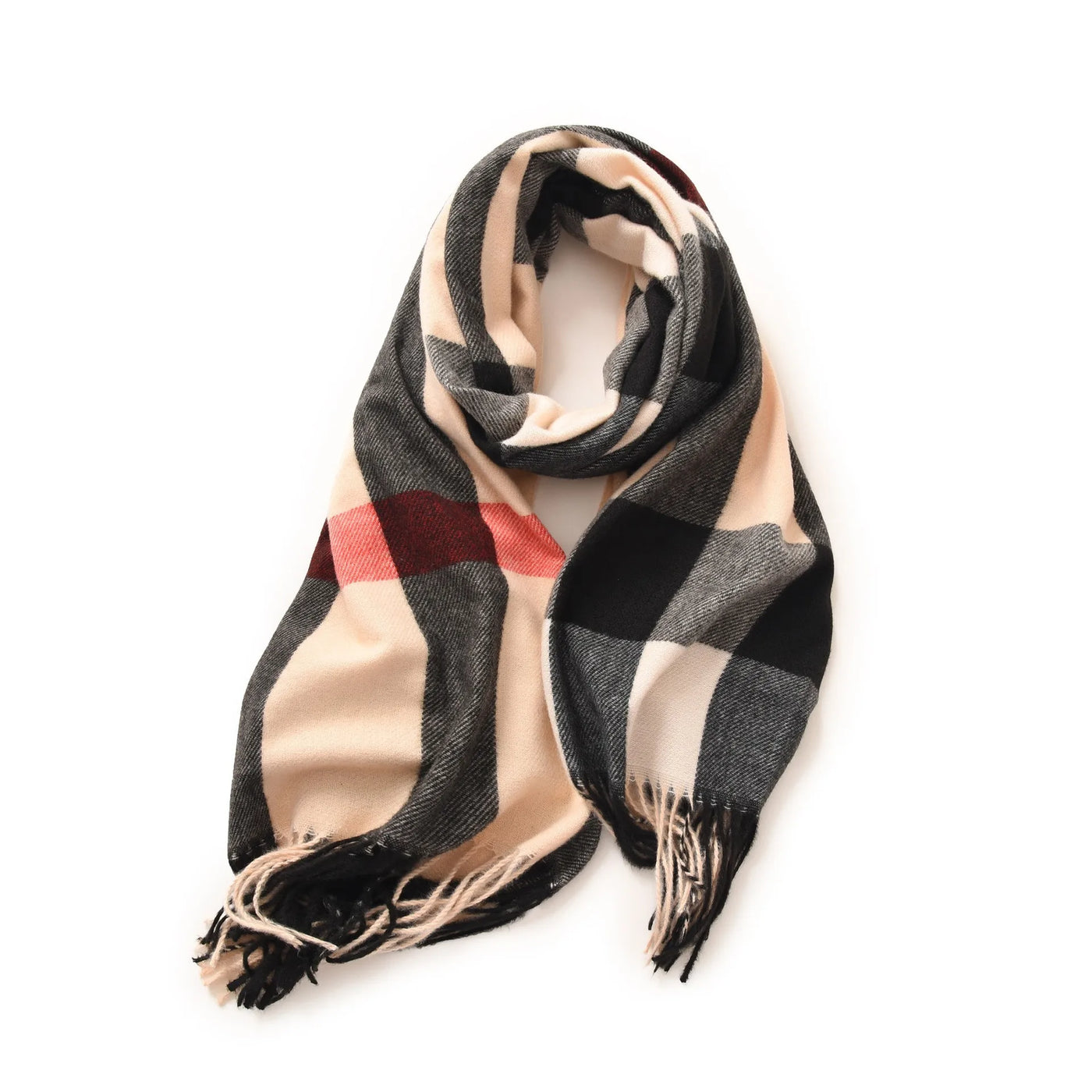 Luxury Plaid Cashmere-Feel Scarf - Oversized Shawl Wrap