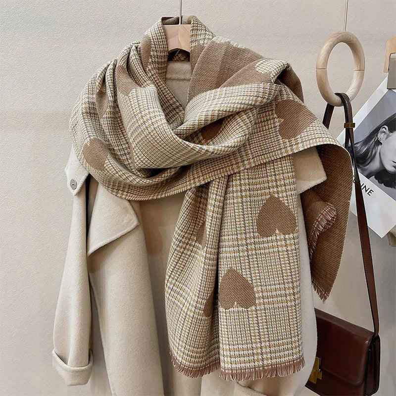 Luxury Plaid Cashmere-Feel Scarf - Oversized Shawl Wrap