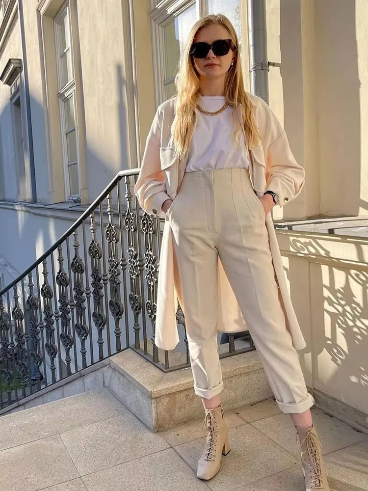 Slim High-Waist Pencil Pants - Chic Office Trousers