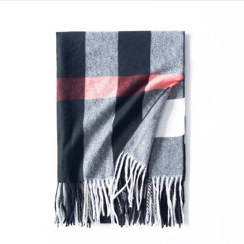 Luxury Plaid Cashmere-Feel Scarf - Oversized Shawl Wrap