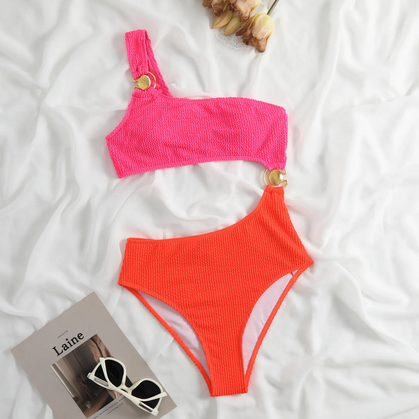 Dot Print One-Piece Swimsuit - Padded Bandeau Monokini