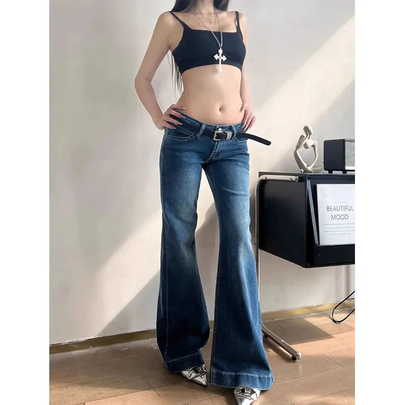Low-Waist Wide-Leg Jeans - Denim Streetwear