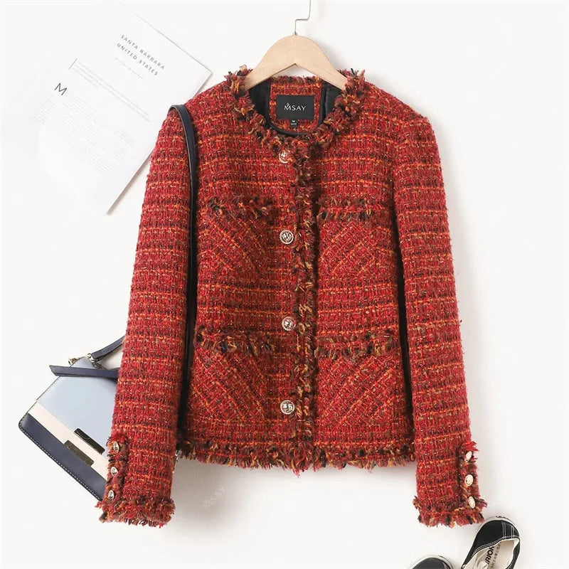 French-Inspired Tweed Jacket - Structured Autumn Coat