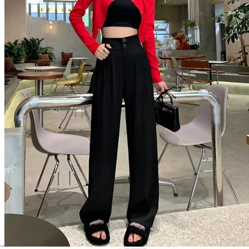 Elegant High-Waist Wide-Leg Pants - Office Ready Trousers
